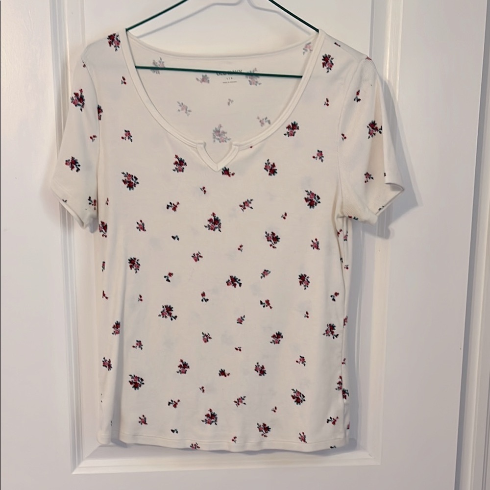 Floral Print White Top